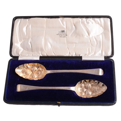 Lot 106 - Pair of silver berry spoons