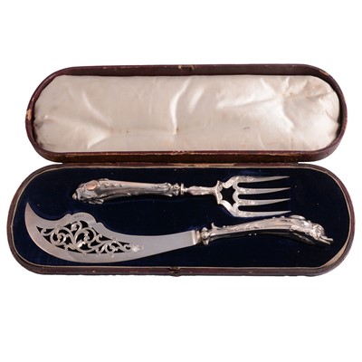 Lot 105 - Pair of silver fish servers