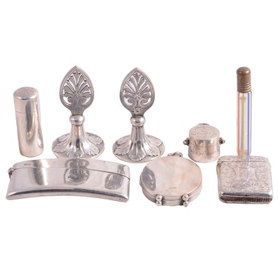 Lot 175 - Pair of silver menu holders and other small silver