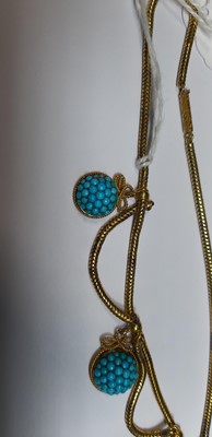 Lot 262 - A turquoise and yellow metal necklace.