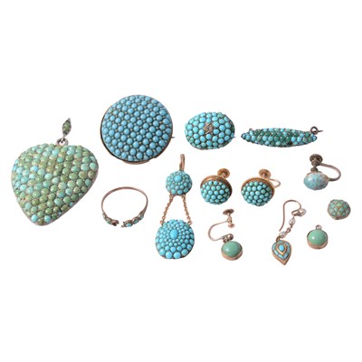 Lot 244 - A collection of turquoise set jewellery.
