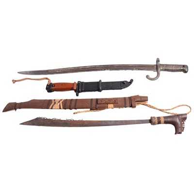 Lot 110 - French chassepot bayonet and two other edged weapons