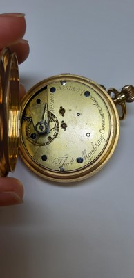 Lot 364 - Tho's Mowbray - an 18 carat yellow gold full hunter pocket watch.