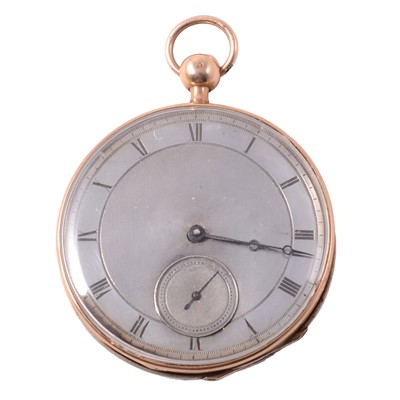 Lot 373 - A yellow metal and hand-painted open face pocket watch.