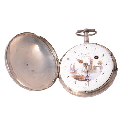 Lot 380 - Mauris - a metal full hunter pocket watch.