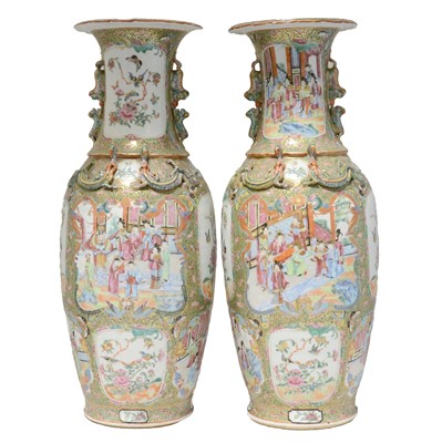 Lot 13 - Large pair of Cantonese vases, late 19th/ early 20th century