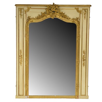 Lot 519 - Continental painted and gilt pine overmantle mirror