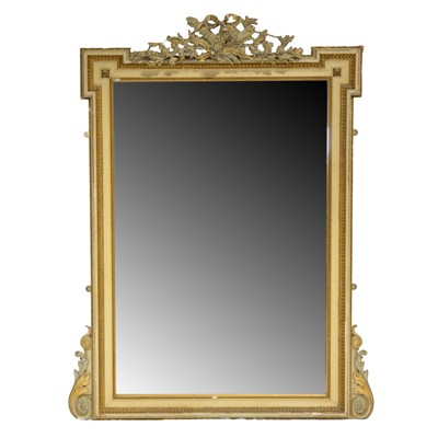 Lot 519A - Continental painted and gilt pine overmantle mirror