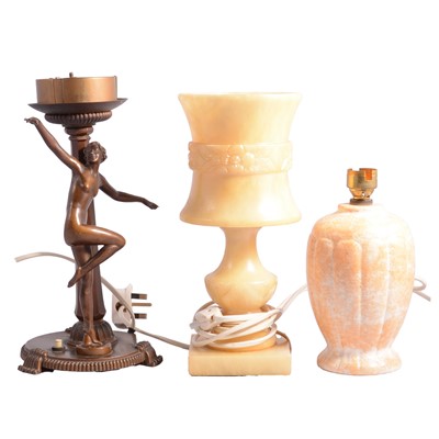 Lot 114 - Art Deco figural table lamp base, and assorted other lamp bases
