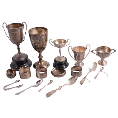 Lot 207 - Silver trophies, napkin rings, etc.