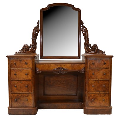 Lot 369 - Victorian burr walnut dressing table