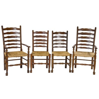 Lot 432 - Set of four ladderback dining chairs