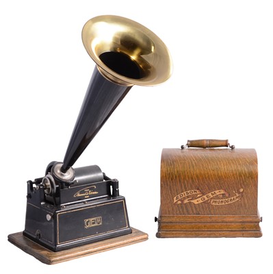 Lot 94 - Edison GEM phonograph, with horn and reels