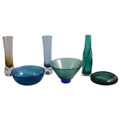 Lot 64 - Six assorted Scandinavian/ European glass vases and bowls