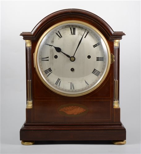 Lot 100 - A mahogany cased fusee mantel clock, 18.5cm...