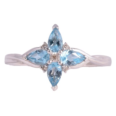 Lot 121 - A blue topaz and diamond ring.
