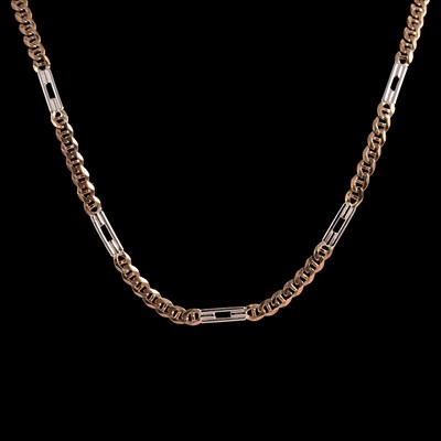 Lot 269 - A 9 carat yellow and white gold chain necklace.