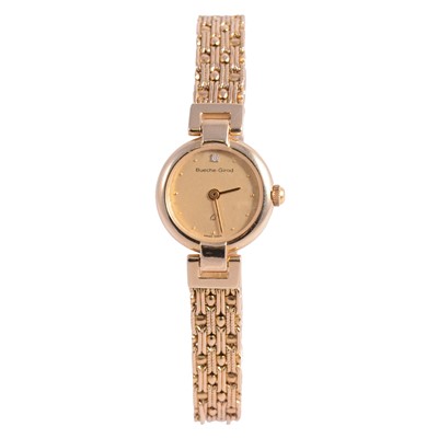 Lot 431 - Bueche-Girod - a lady's 9 carat yellow gold quartz bracelet wristwatch.