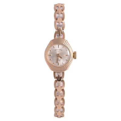 Lot 437 - Rotary - a lady's vintage 9 carat yellow gold manual wind bracelet wristwatch.