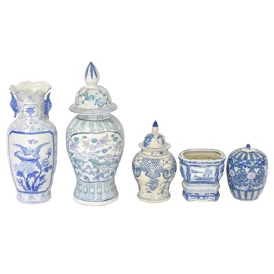 Lot 83 - Five modern decorative Chinese style vases and jardinieres