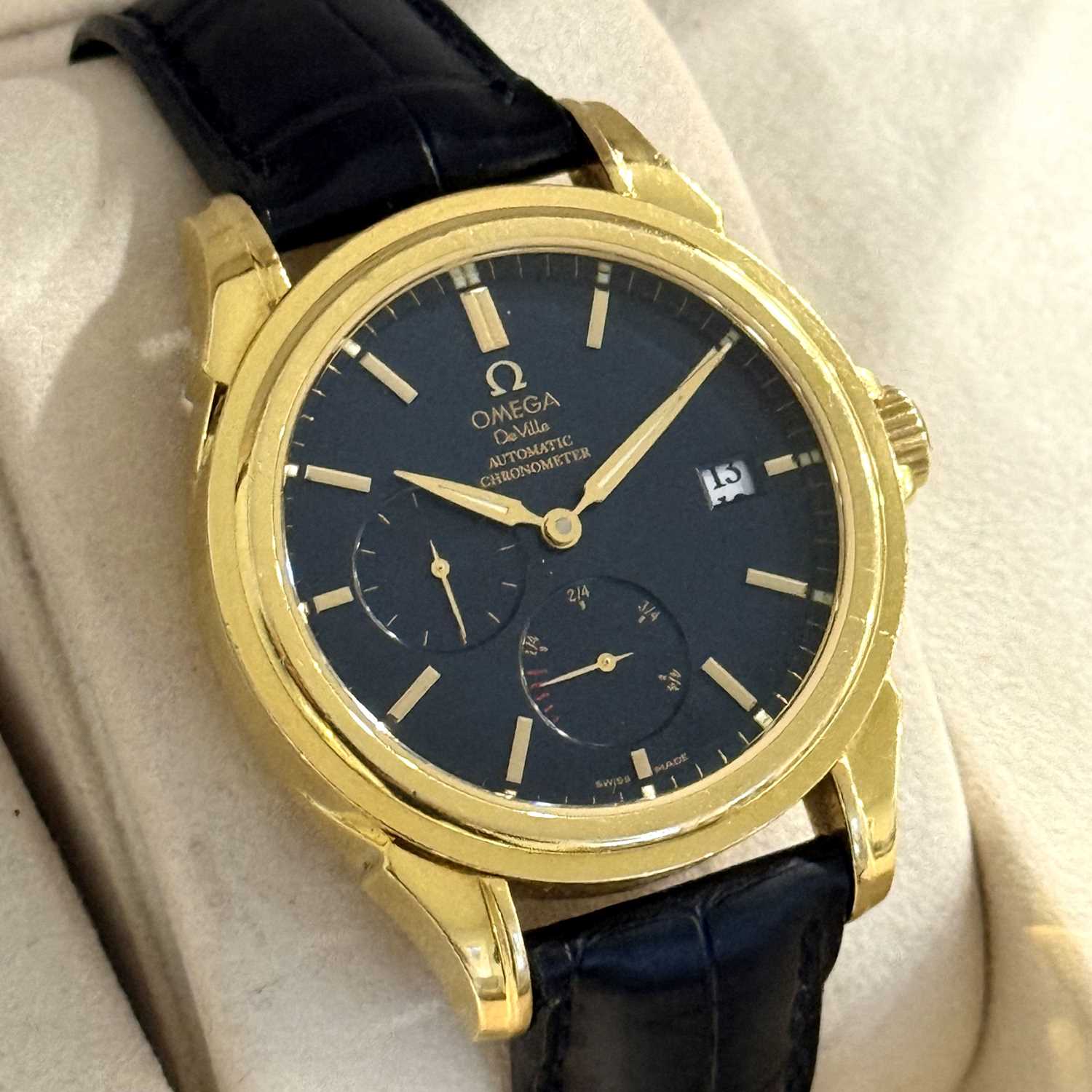 Lot 395 - Omega - a gentleman's De Ville Automatic Co-Axial Chronometer 18 carat gold wristwatch.