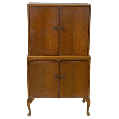 Lot 403 - 1930s walnut cocktail/ drinks cabinet