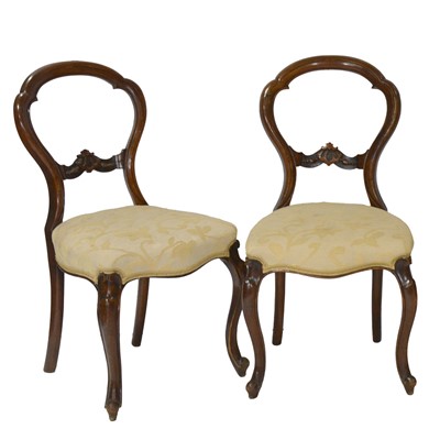 Lot 412 - Two Victorian balloon-back dining chairs