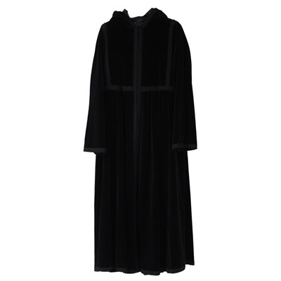 Lot 501 - MaxMara - a black velvet full length coat with hood.