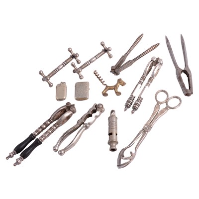 Lot 165A - Two silver plated vesta cases, nut crackers, etc.