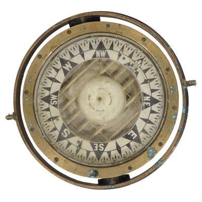 Lot 91 - Old brass ship's compass, Negretti and Zambra