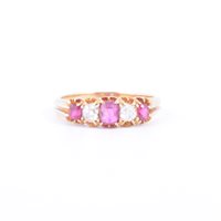 Lot 178 - A ruby and diamond five stone ring, three...