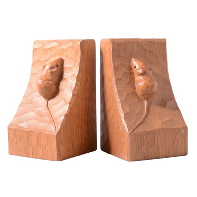 Lot 15 - Robert "Mouseman" Thompson of Kilburn, a pair of carved oak bookends
