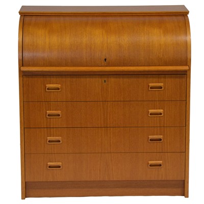 Lot 163 - Swedish mid-century teak cylinder bureau