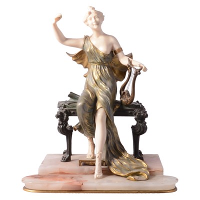 Lot 68 - Henri Fugere, Seated figure of a maiden with a lyre