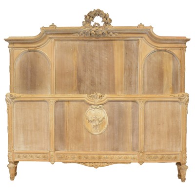 Lot 246 - French carved and limed pine bedstead