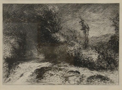 Lot 108 - J C Robinson, Swollen Burn at Shandon, and other etchings and prints