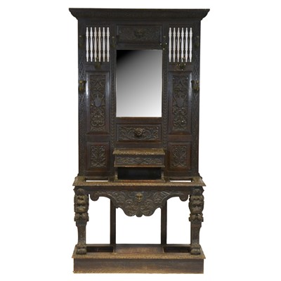 Lot 265 - Victorian carved oak hall stand