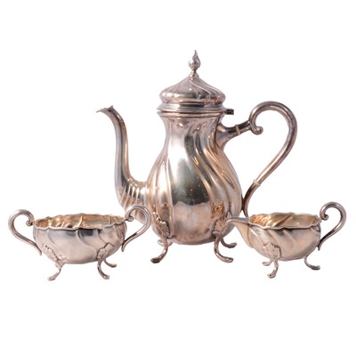 Lot 131 - Danish silver three-piece coffee set