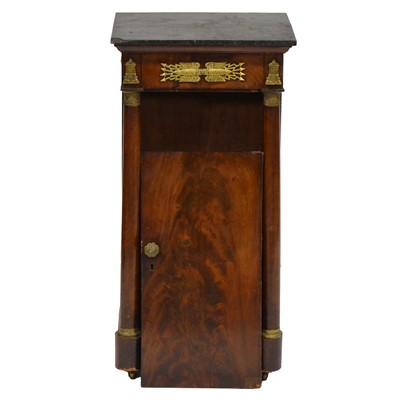 Lot 247 - French Empire style mahogany bedside cupboard