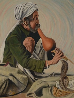 Lot 143 - Sarup Singh Dhandia MBE, five assorted pictures of Indian street and rural figures