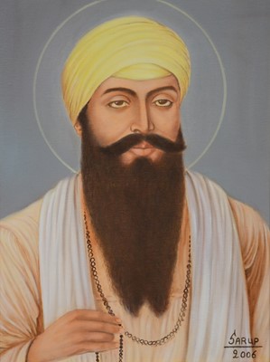 Lot 145 - Sarup Singh Dhandia MBE, five portraits of Sikh Gurus