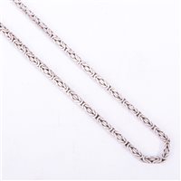 Lot 209 - A silver chain link necklace, 2mm gauge square...