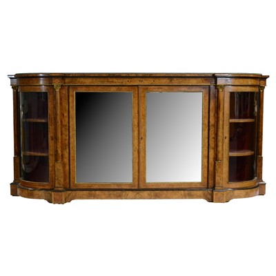Lot 234 - Victorian style burr walnut and marquetry credenza