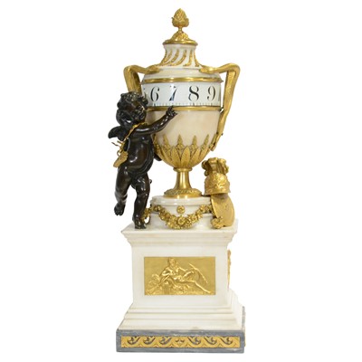Lot 144 - French Louis XVI style marble and bronze cercle tournant clock