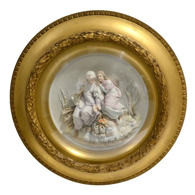 Lot 6 - Set of four Continental bisque porcelain plaques, The seasons
