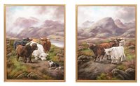Lot 240 - Frank Stafford, Highland Cattle and a sheepdog,...