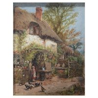 Lot 249 - Rubens Arthur Moore, Thatched Cottage, with a...