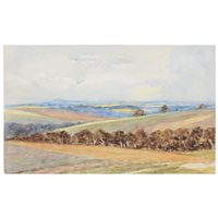 Lot 252 - Sir Alfred East, The Surrey Hills, signed,...