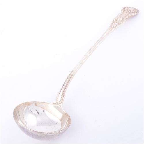 Lot 104 - William IV silver Kings pattern ladle, William...