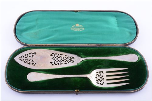 Lot 111 - Pair of Victorian silver fish servers,...